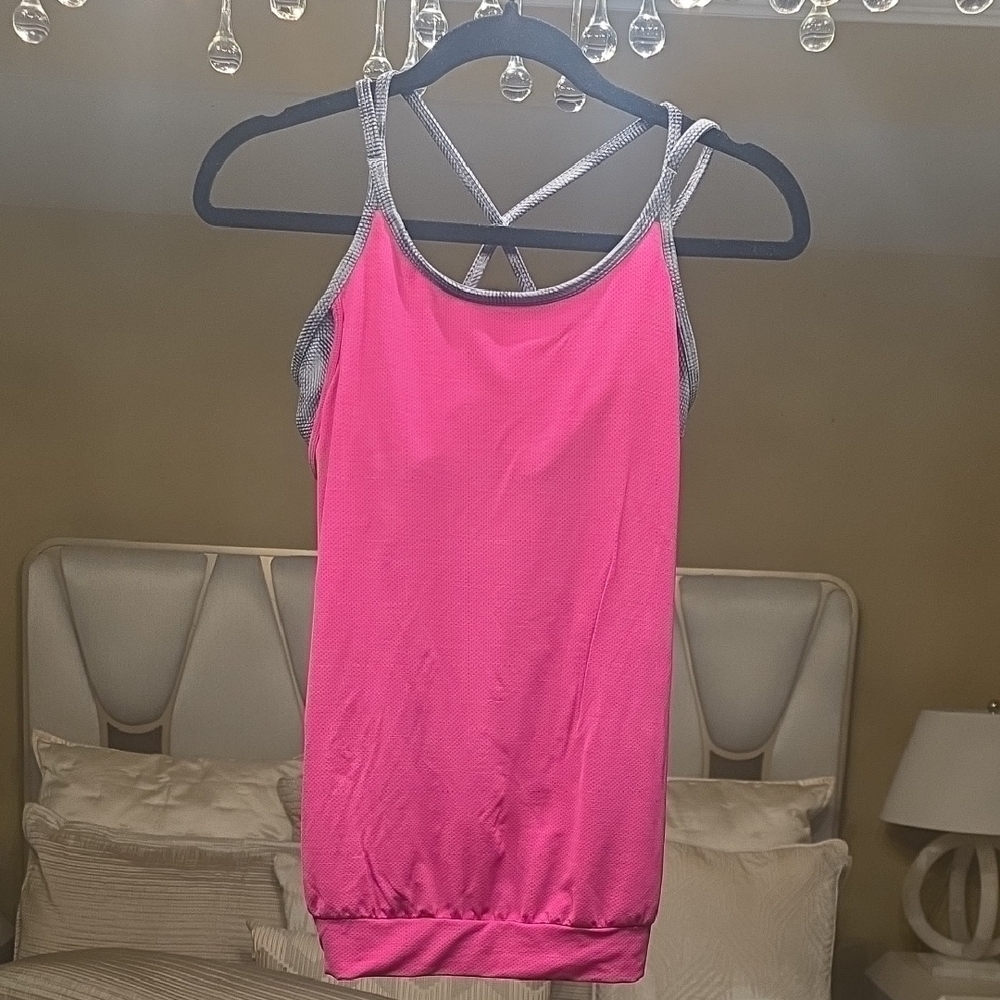 Athleta Pink and Gray Kids Tank Top